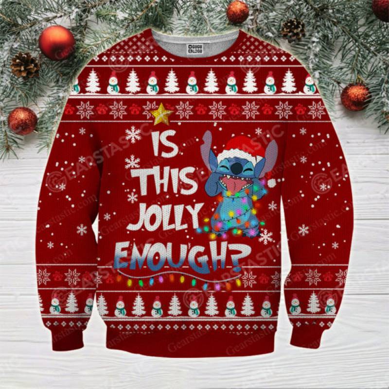 Stitch is this jolly enough ugly christmas sweatshirt – maria