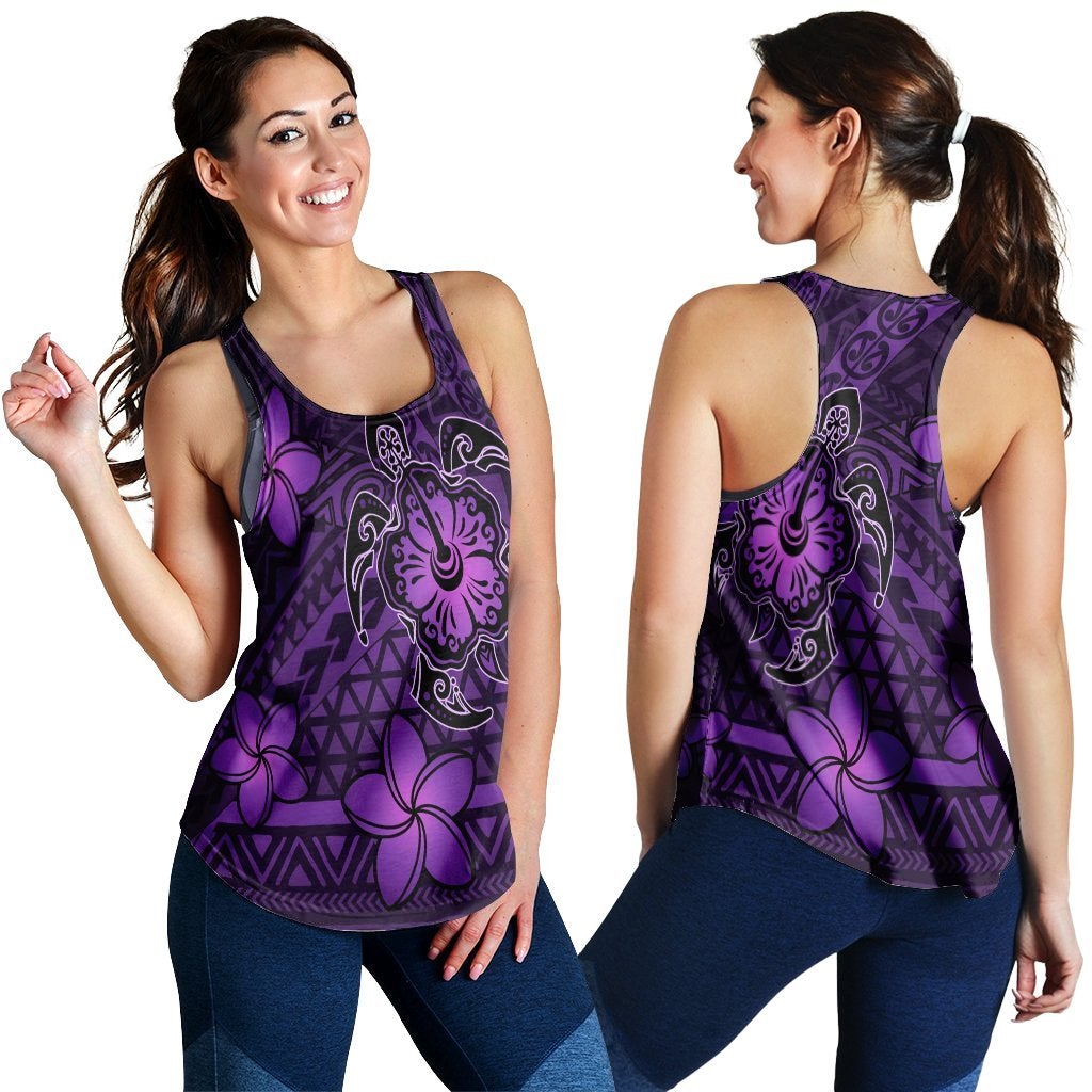 Hawaiian Mix Polynesian Turtle Plumeria Racerback Tank Nick Style Purple Ha37466