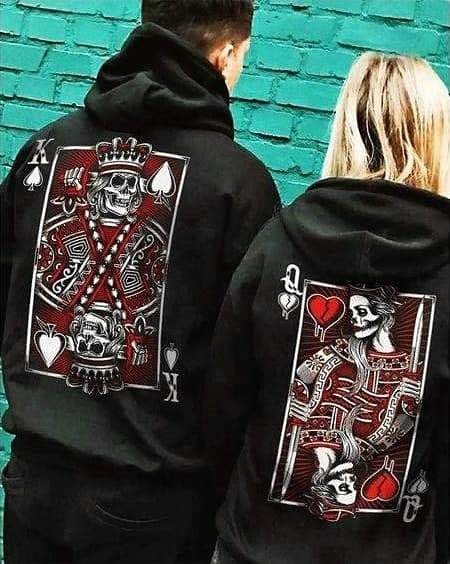 King Queen Skull Love Couple Hoodie 3D