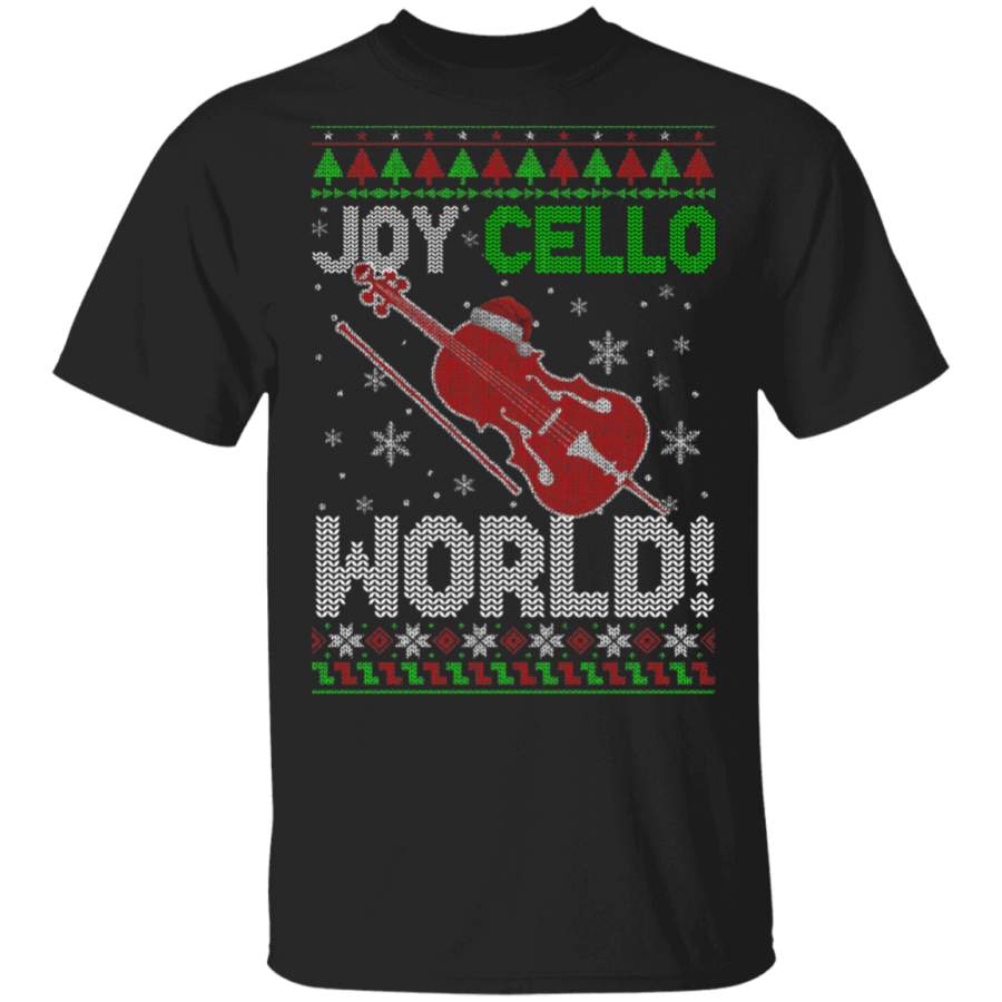 Christmas Cello Lover Shirt Joy Cello World Funny Ugly Christmas Sweater Santa Cello Lover Gifts Christmas T-Shirt