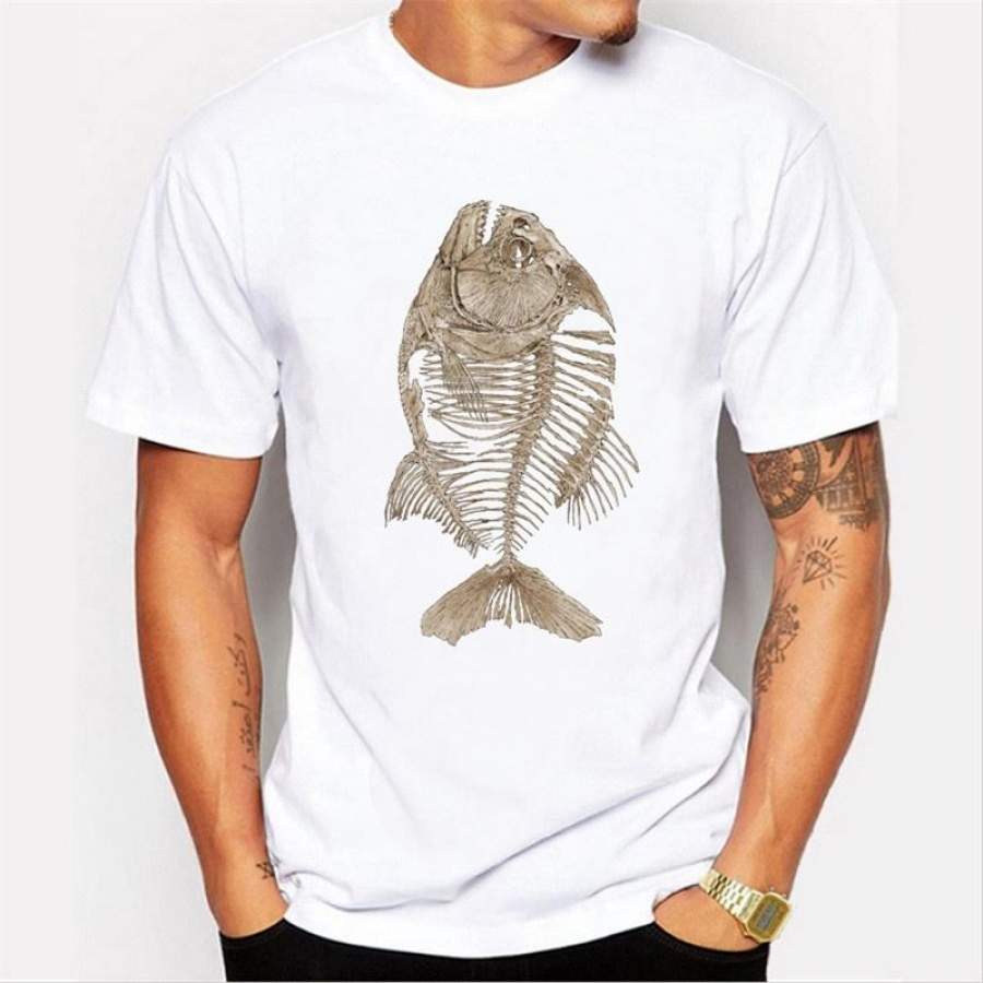 Casual Hipster Top Fish Bone Funny Cool T-Shirt