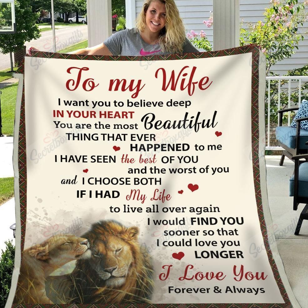 Wife I Love You Forever And Always Lion Couple Gs-Cl-Dt3103 Fleece Blanket