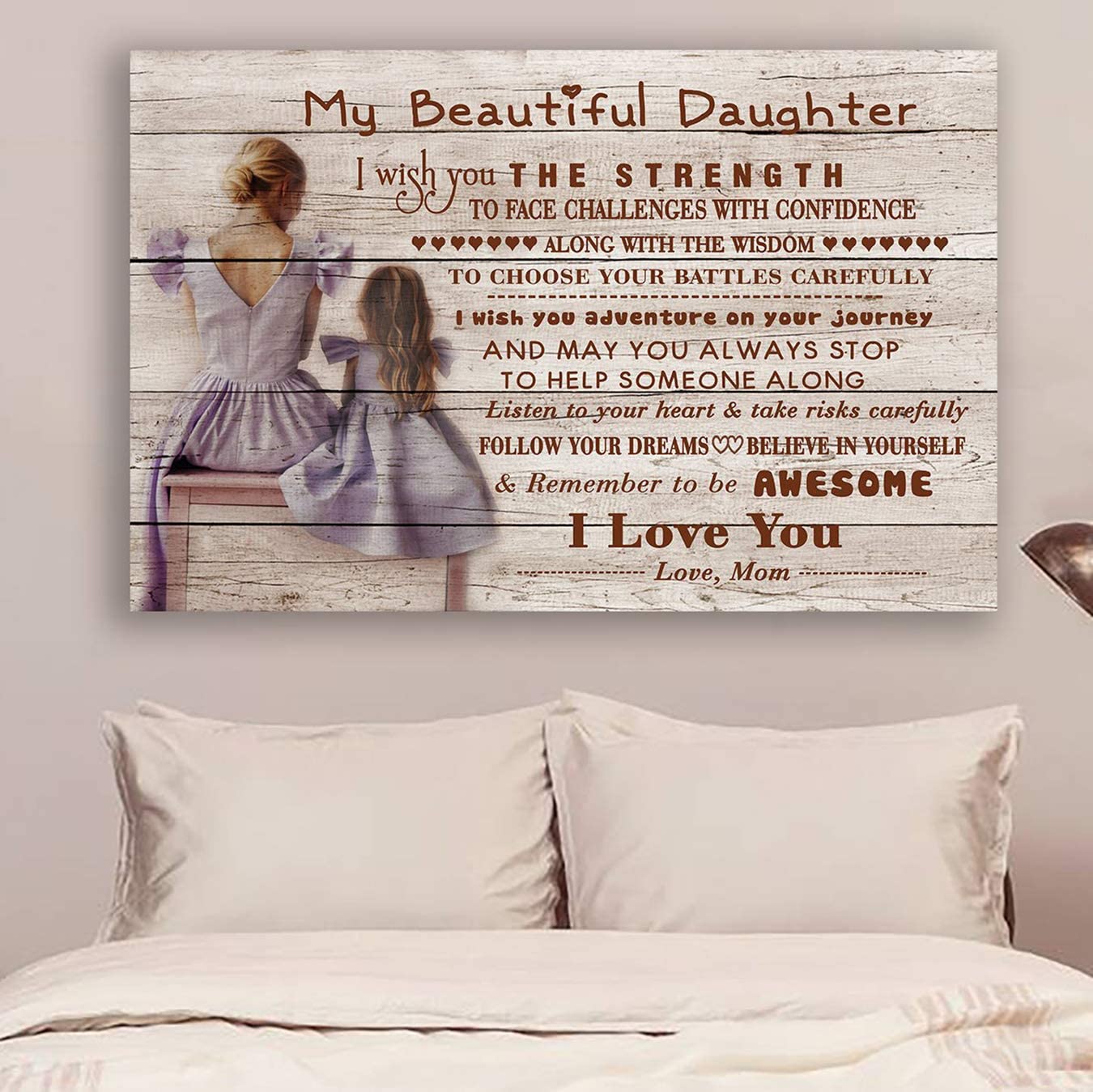 Poster for Room Aesthetic -Command Strips Wall Decor – Hn211 Family Poster – Mom to Daughter – I Wish You The Strength