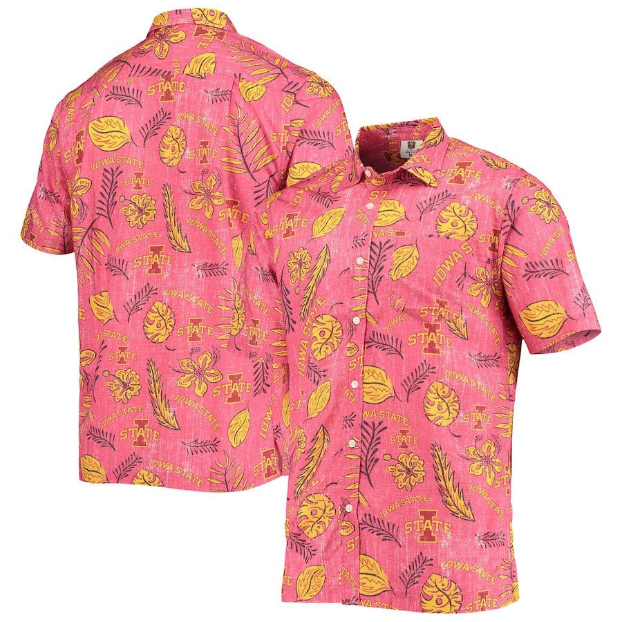 Iowa State Cyclones Cardinal Vintage Floral Hawaii Shirt Ha21830