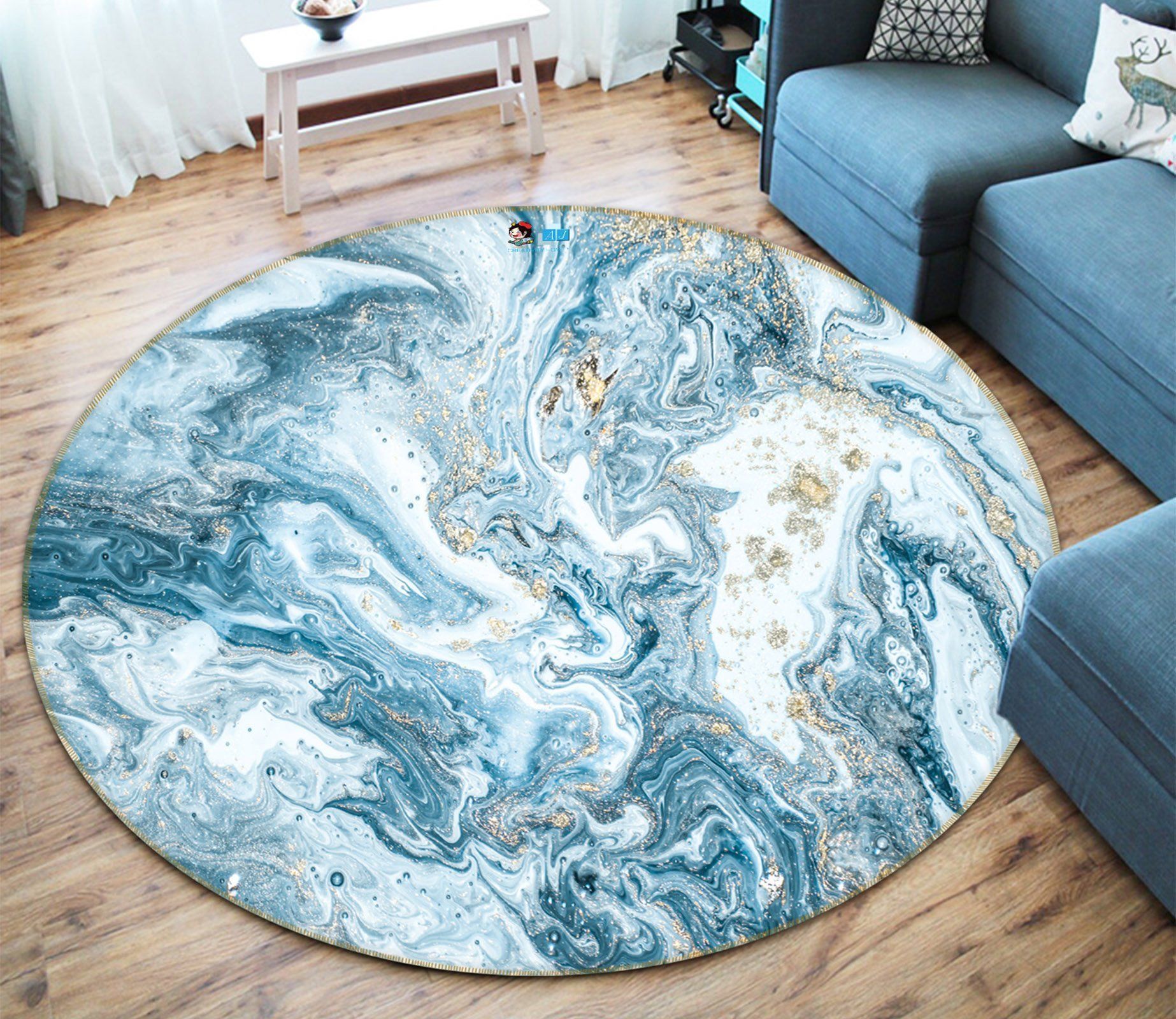 3D Blue Marble Texture 2661 Round Rug – Round Carpet Home Decor