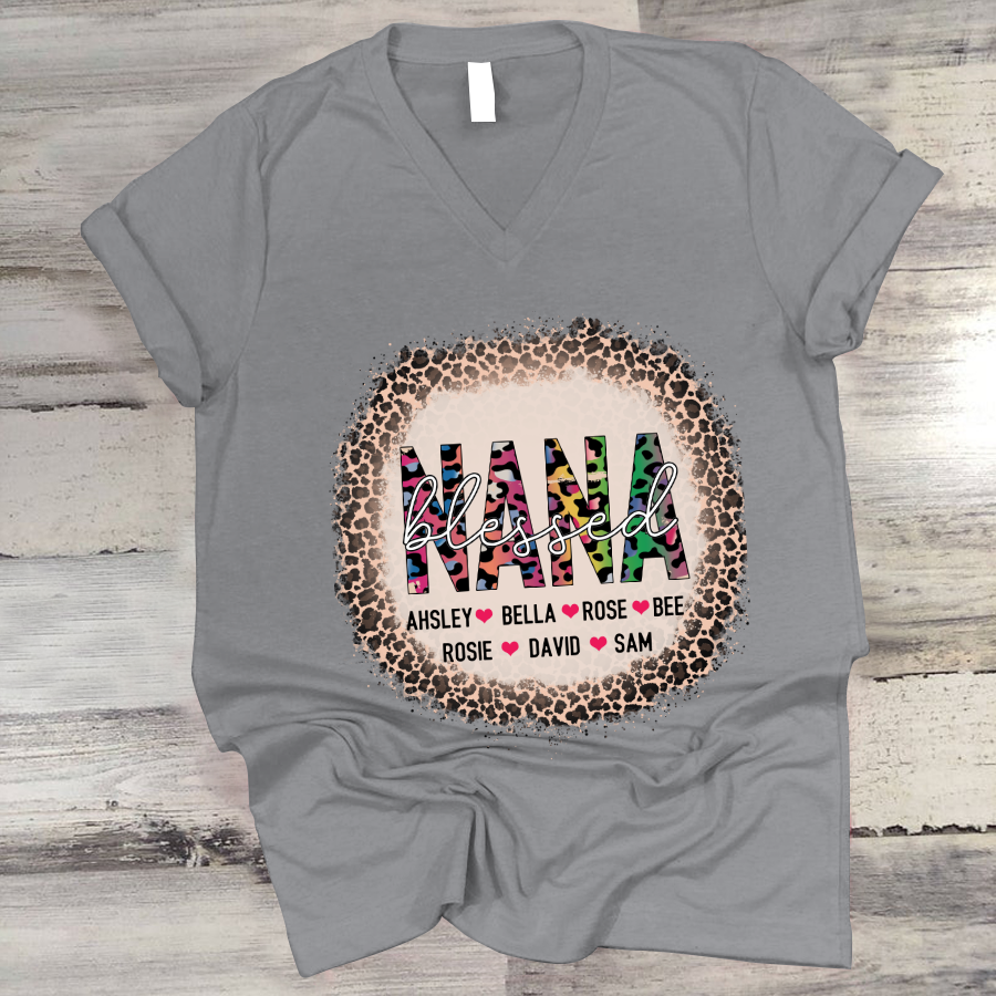 Blessed Nana Leopard V-Neck