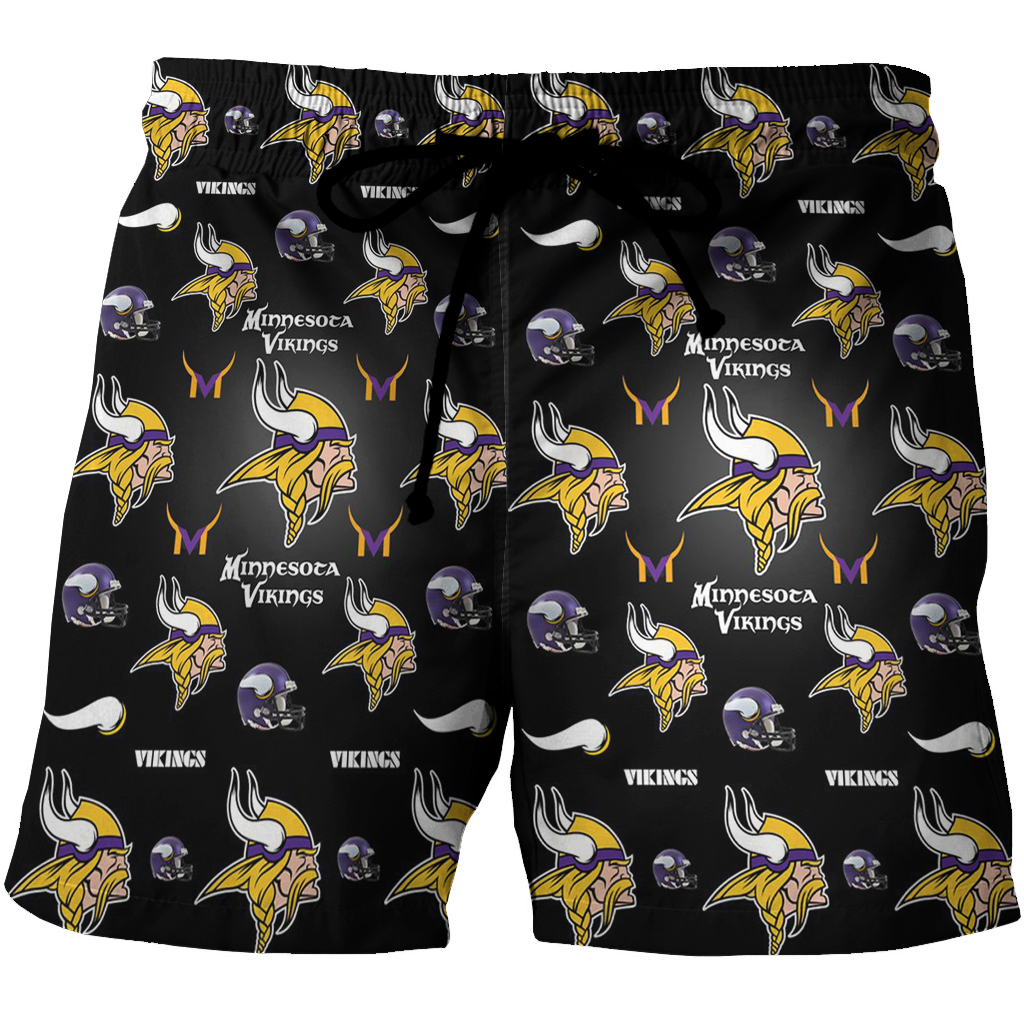 Minnesota Vikings Emblem V14 3D All Over Print Summer Beach Hawaiian Short