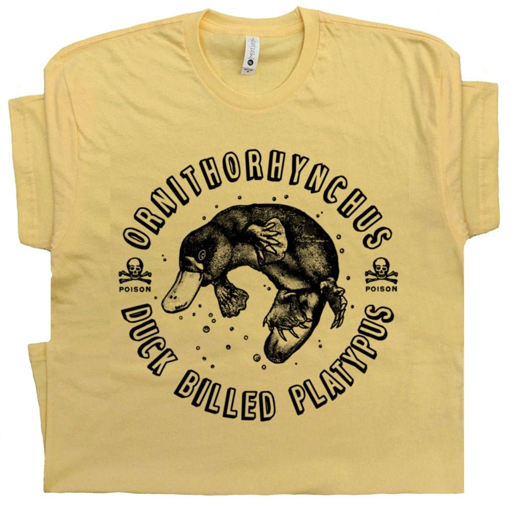 Duck-billed Platypus T Shirt Cool Science Shirts Geek Nerdy Tee Funny Animal Shirts Cute Wildlife T Shirts Vintage Zoo Tee