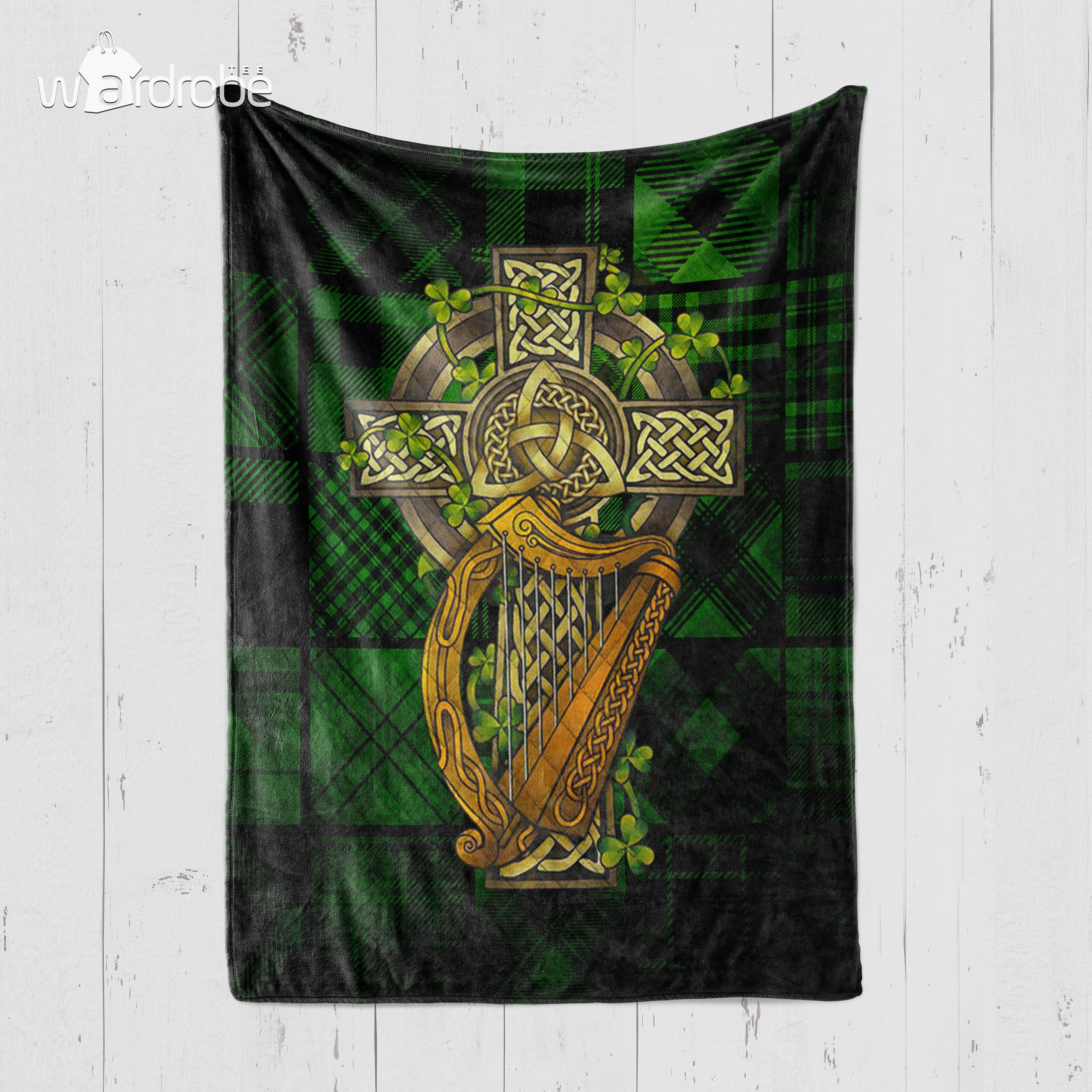 Custom Blanket Irish Celtic Cross Blanket – Gift For Saint Patrick’s Day – Quilt Blanket