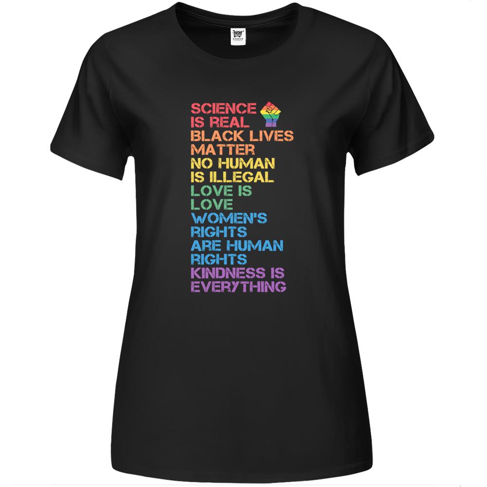 Science Is Real Black Lives Matter Rainbow Lgbt Pride Blm Premium Womens Tshirts