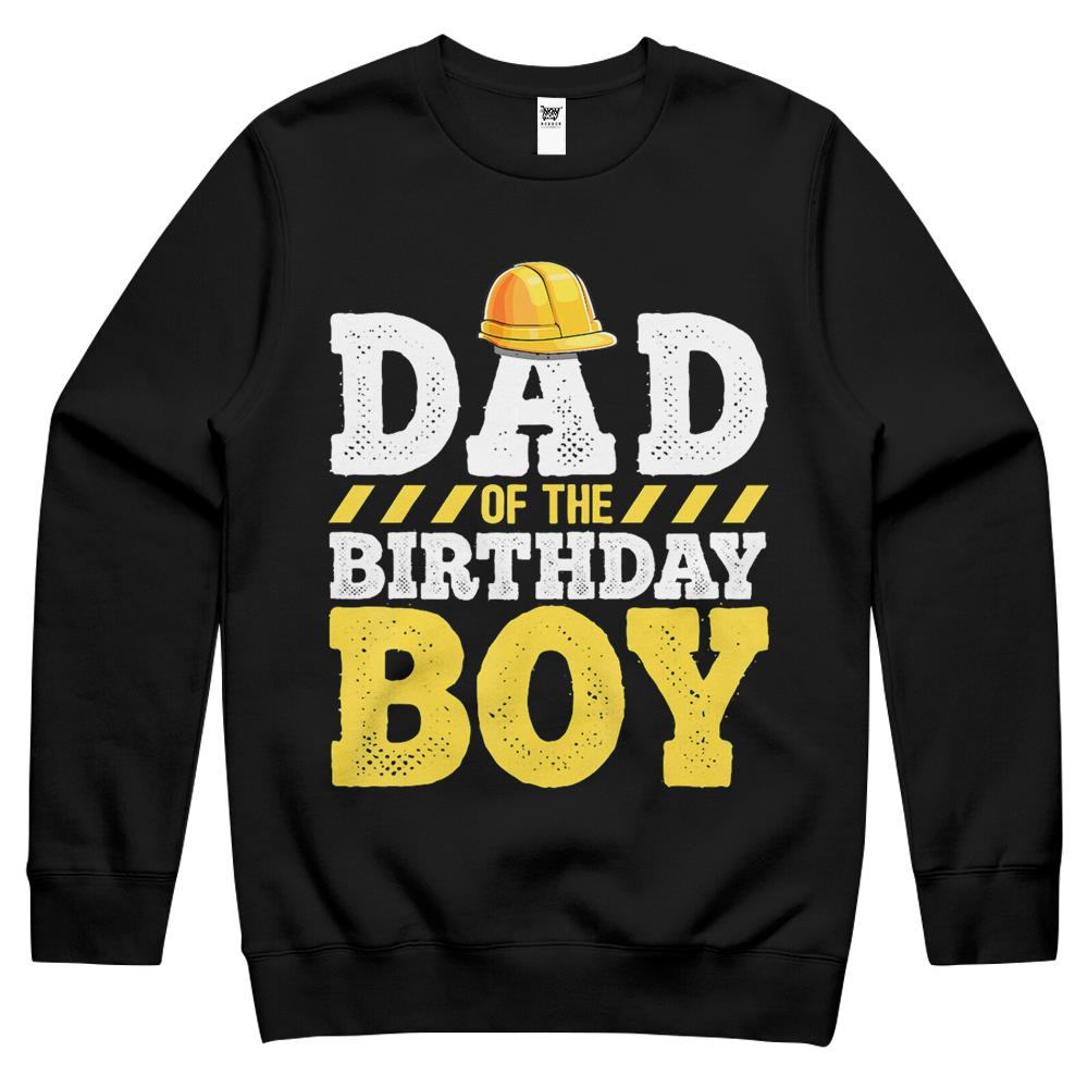 Dad Of The Birthday Boy Construction Birthday Party Hat Men Crewneck Sweatshirt