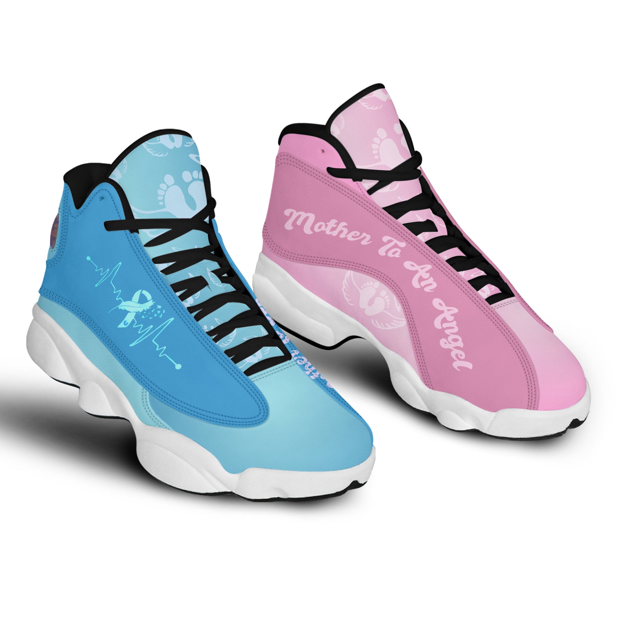 Birthday Gift Idea For Mom Pink And Blue Ribbon Mother To Angel Cancer Awareness Jd 13 Shoes Hg