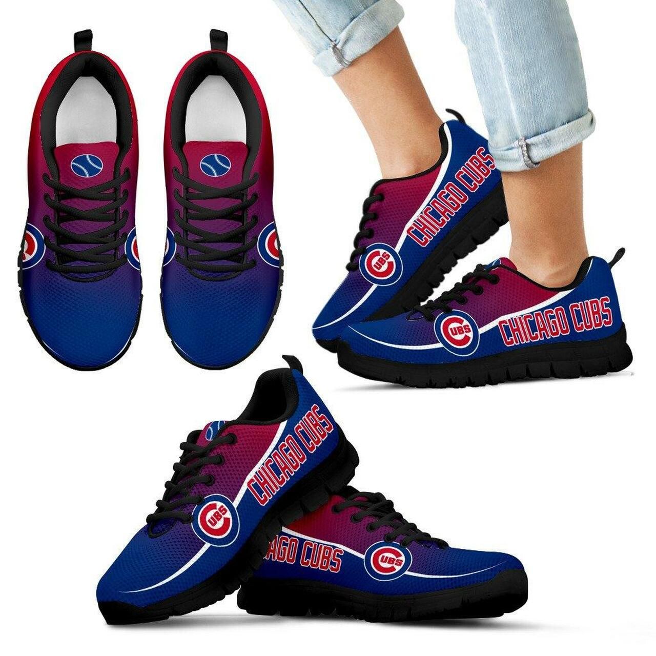 Chicago Cubs Sneakers Colorful Passion Running Shoes For Men, Women Shoes12680