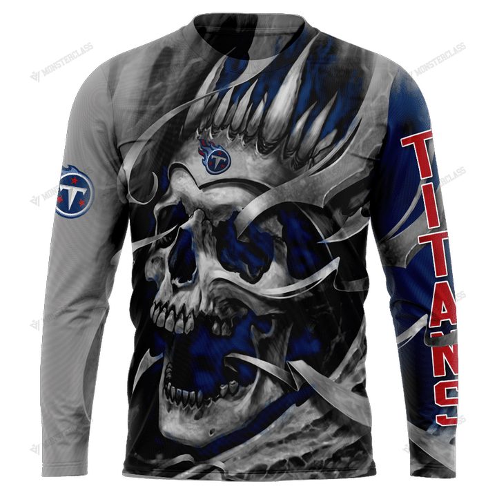 Tennessee Titans Custom Name Number Skull Grey Gift For Fan 3D Full Printing Sweatshirt