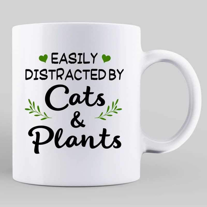 Easily Distracted By Cats And Plants Personalized Mug