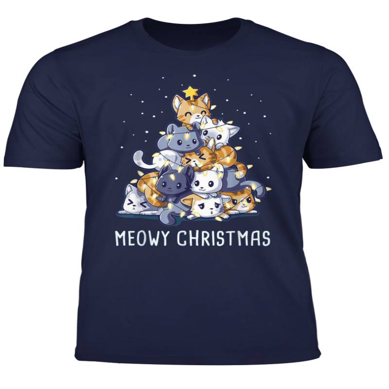 Cats Christmas Tree Meow Kitten Kitty Tree Lights Star Xmas T Shirt