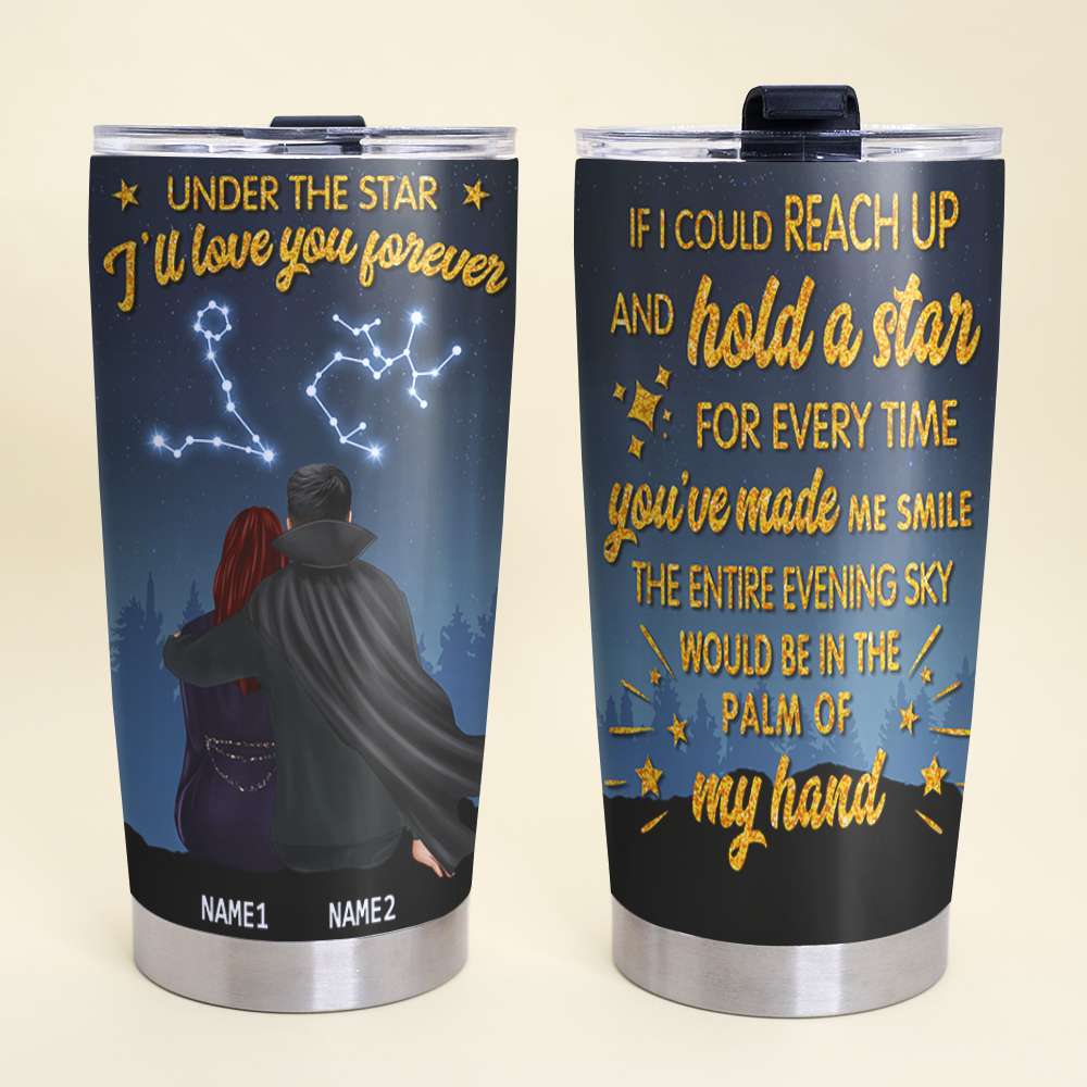 Personalized Halloween Gift Tumbler Ideas For Zodiac Couple Under The Star I’Ll Love You Forever 2 Custom 20Oz Stainless Steel Tumbler