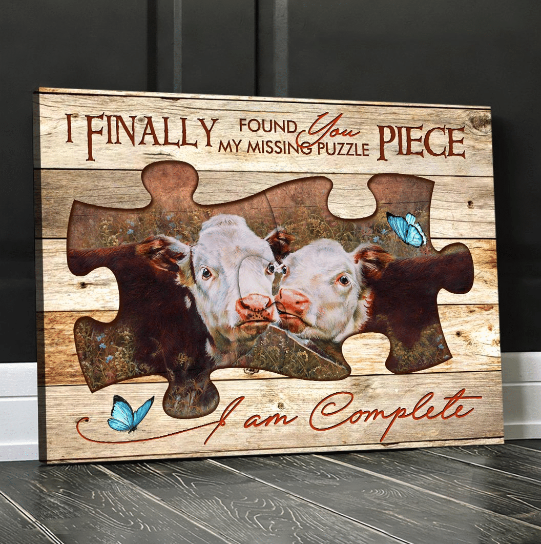 Cow Couple Painting On Puzzle Pieces Canvas I Am Complete TY012002