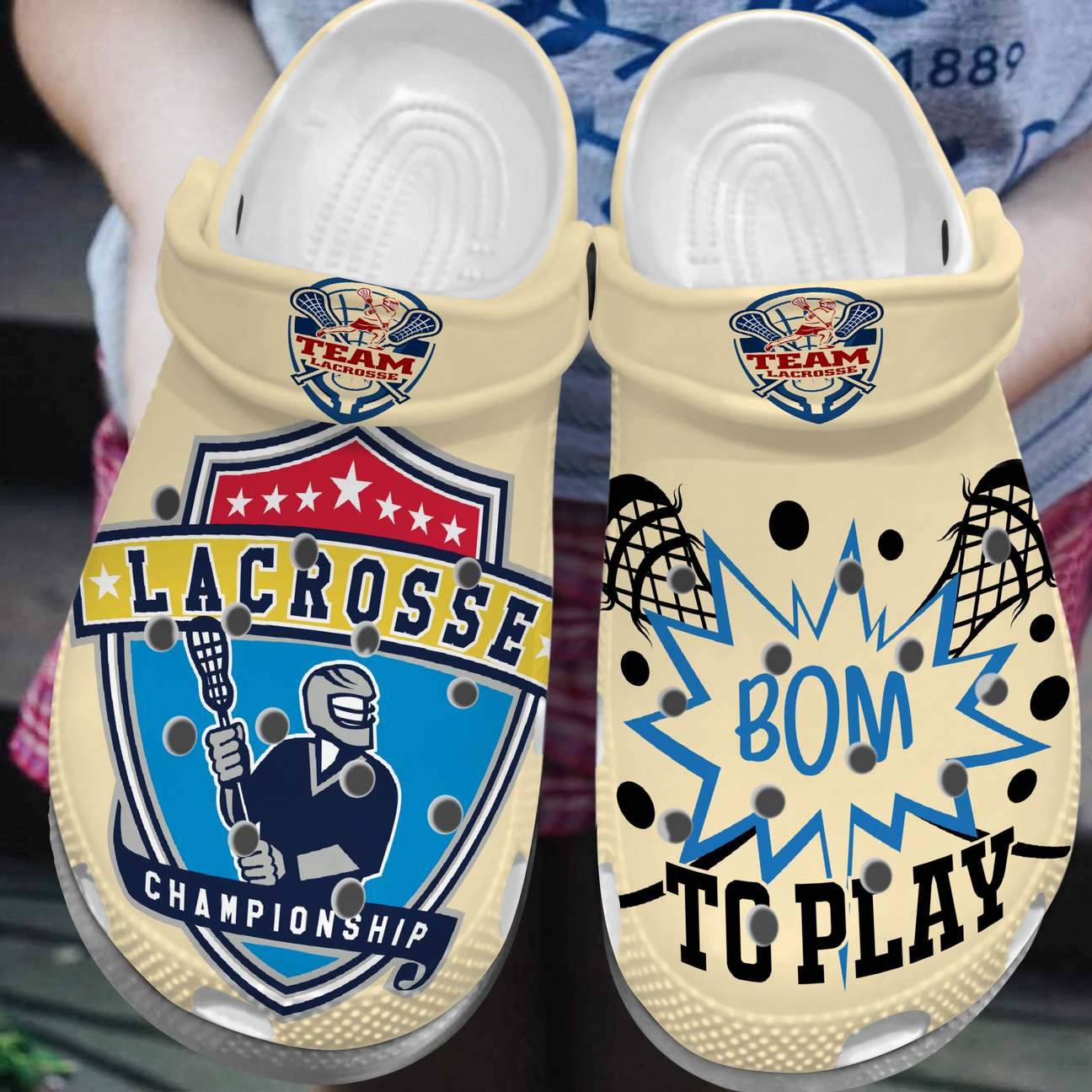 Lacrosse Personalized Clog, Custom Name, Text, Color, Number Fashion Style For Women, Men, Kid, Print 3D Lovely Lacrosse Champion