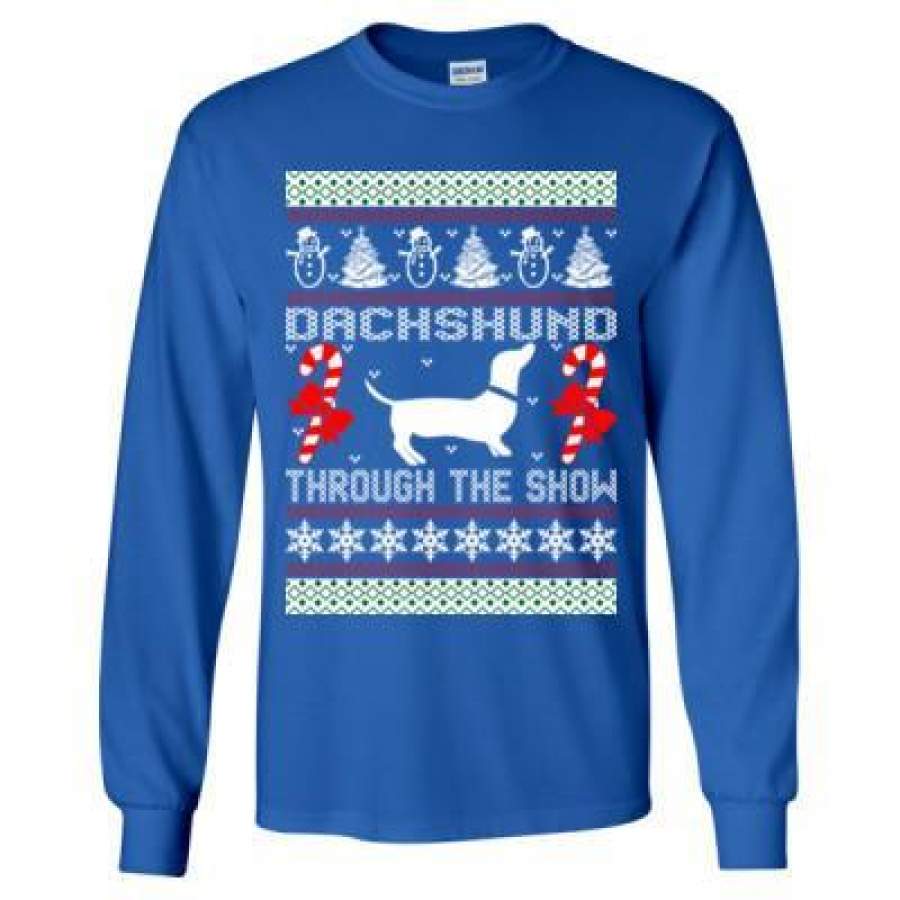 AGR Dachshund Through The Snow Ugly Christmas Sweater – Long Sleeve T-Shirt