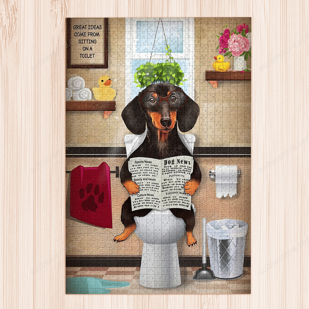 DACHSHUND PUZZLE, CANVAS, POSTER