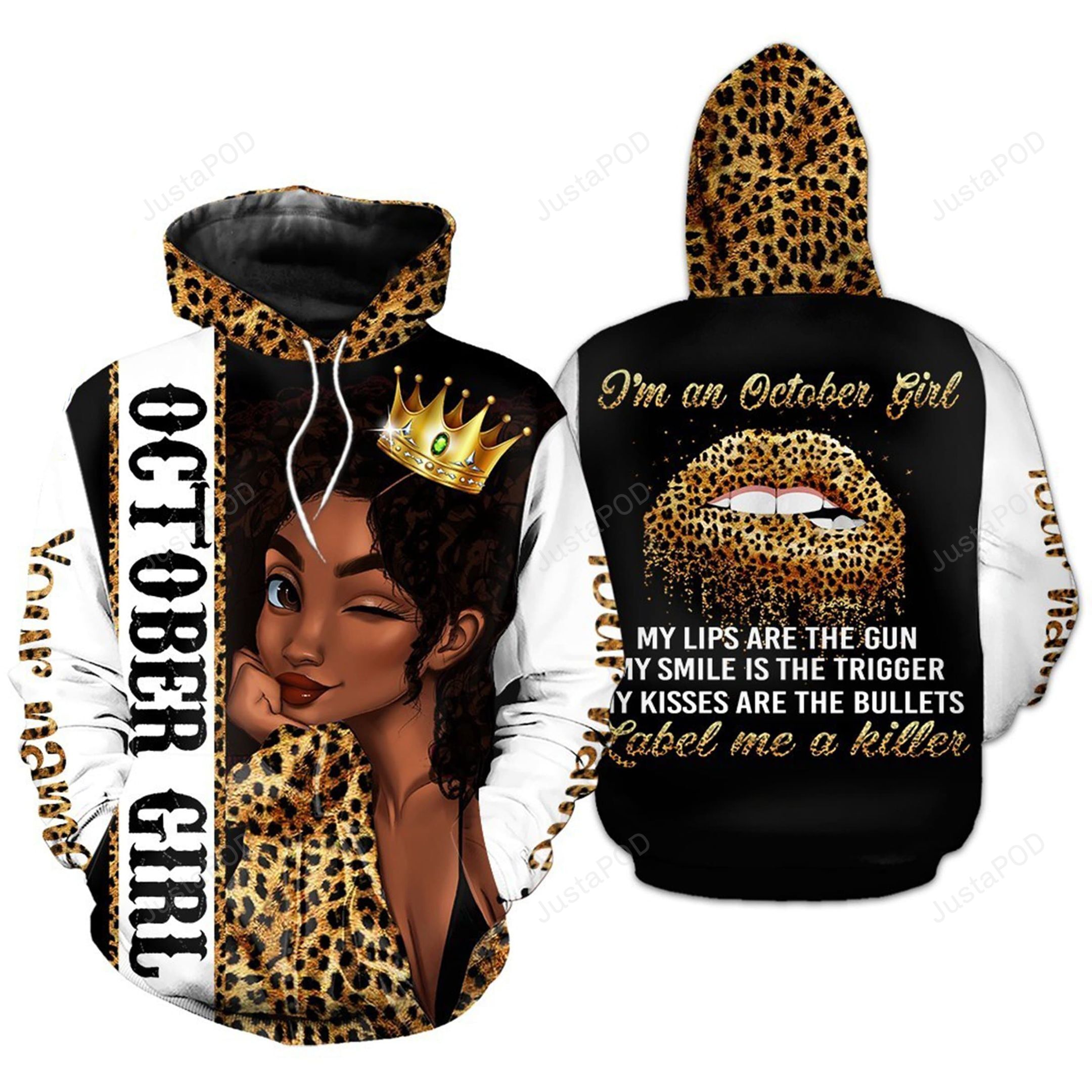 Personalized Leopard Black Queen Birthday Hoodie 3D Personalized Custom Name