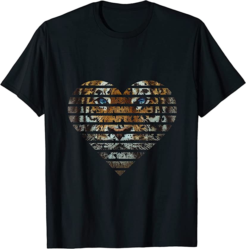 Bengal Tiger Shirt Endangered Distressed Heart Lover Cat T-Shirt