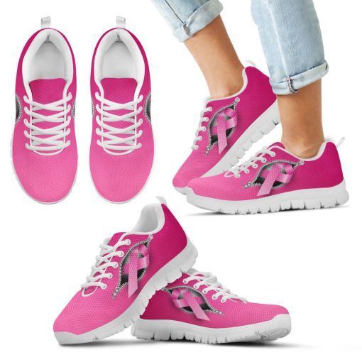 Breast Cancer Zipper Sneakers Shoes