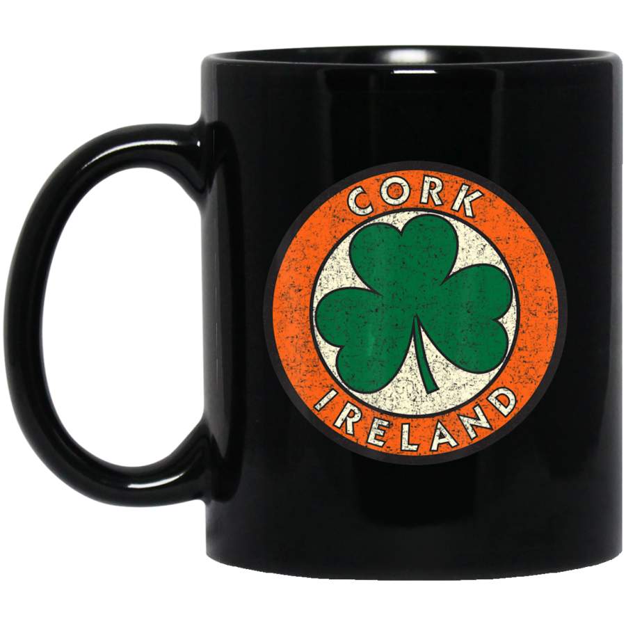 Cork Ireland Vintage Shamrock Sign Distress Print Coffee Mug