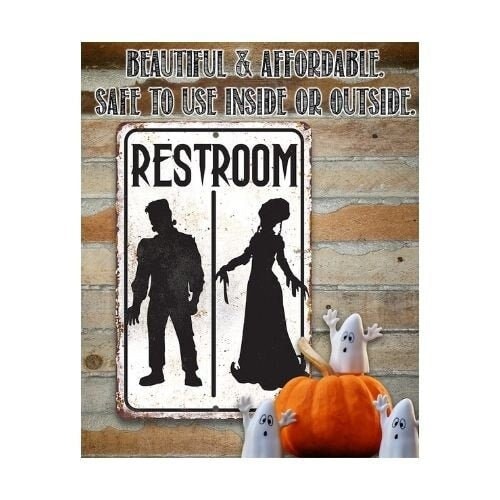 Frankenstein Restroom – 8″ x 12″ or 12″ x 18″ Aluminum Tin Awesome Metal Poster