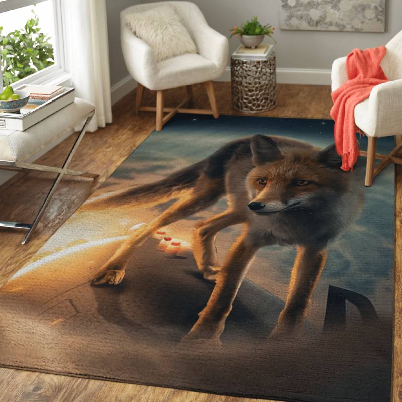 The Fox on The Rocket – Surreal Animals Area Rug Carpet