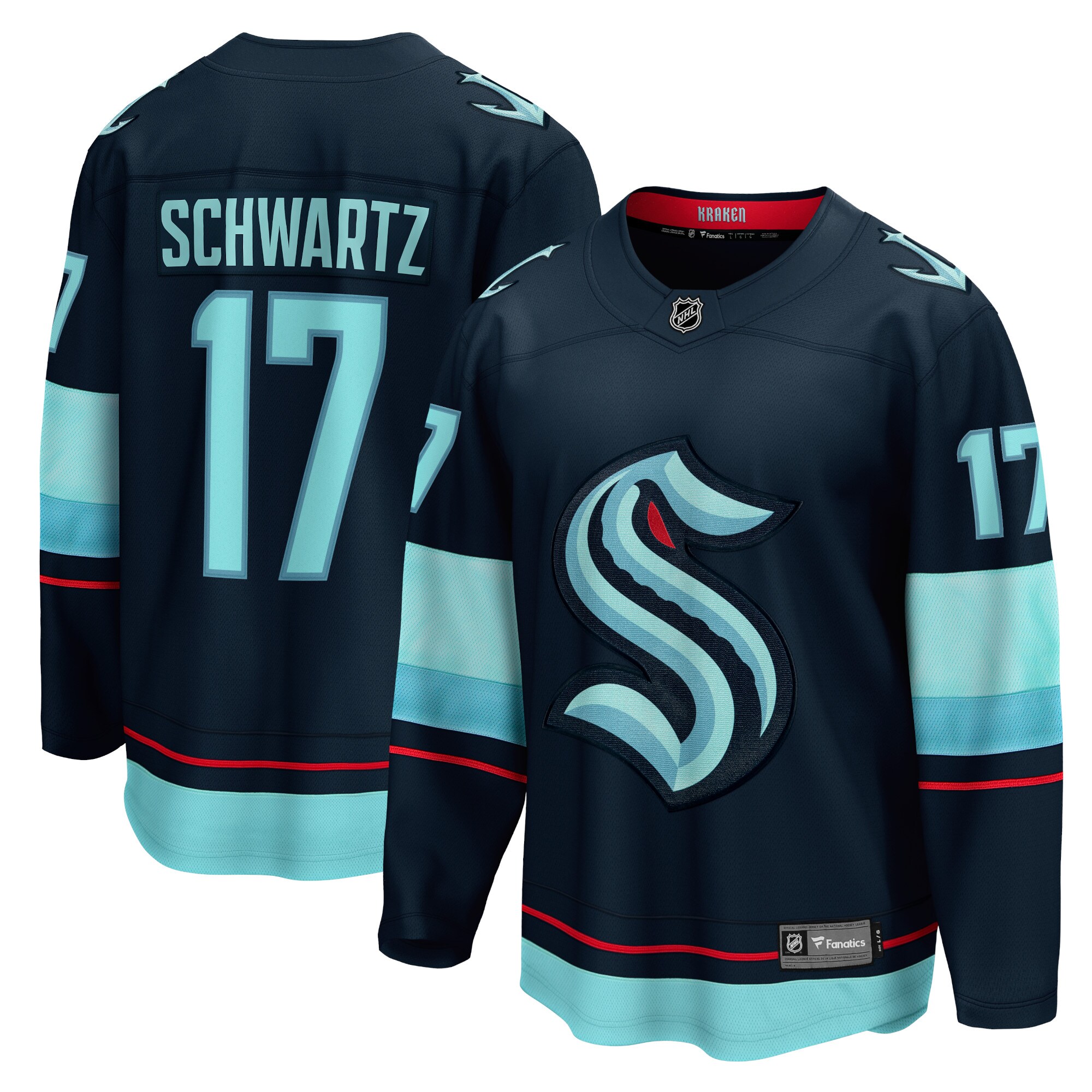 Jaden Schwartz Seattle Kraken Branded Home Breakaway Player Jersey – Navy