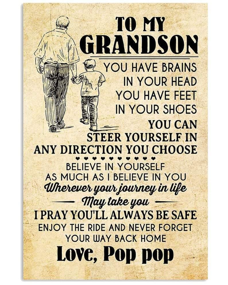 Customized – To My Grandson – Print Poster Wall Art Home Decor – Gift For Grandson – Canvas