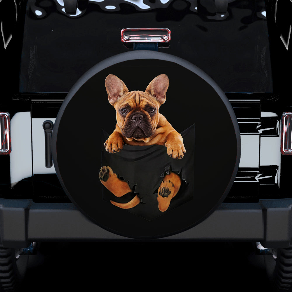 Bull Dog Puppy Hanging Cute Jeep Car Spare Tire Covers Gift For Campers