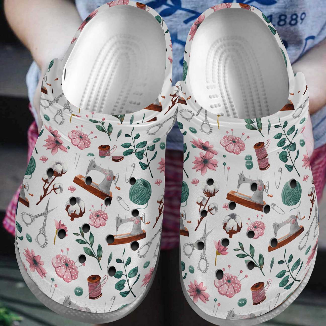 Sewing Personalized Clog, Custom Name, Text, Color, Number Fashion Style For Women, Men, Kid, Print 3D Sewing Lady