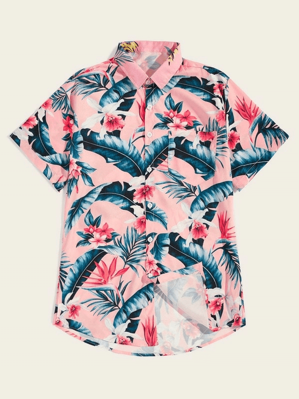 High Quality Tropical Floral Pink Hawaii Aloha Shirts H Ha58653