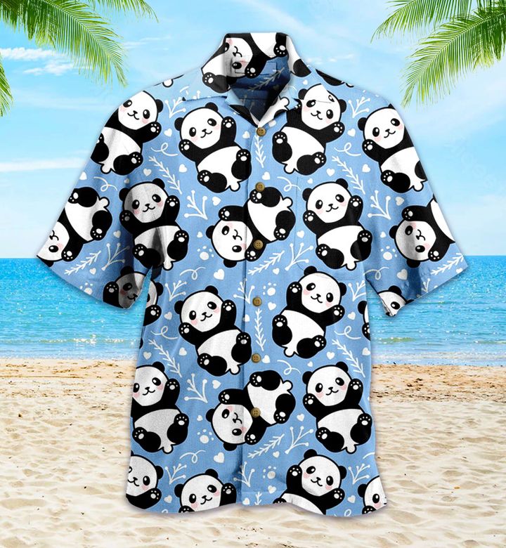 Panda Pattern Blue 3D Hawaiian Shirt