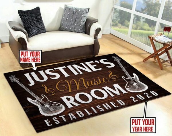 Personalized Music Room Rug 06507 Living Room Rugs, Bedroom Rugs, Kitchen Rugs