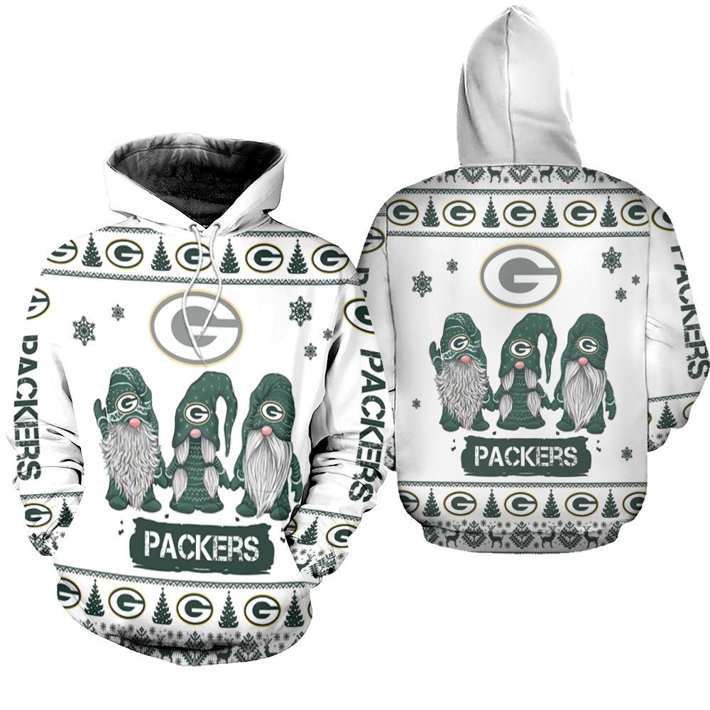 Christmas Gnomes Green Bay Packers Ugly Sweatshirt Christmas 3d Unisex Hoodie