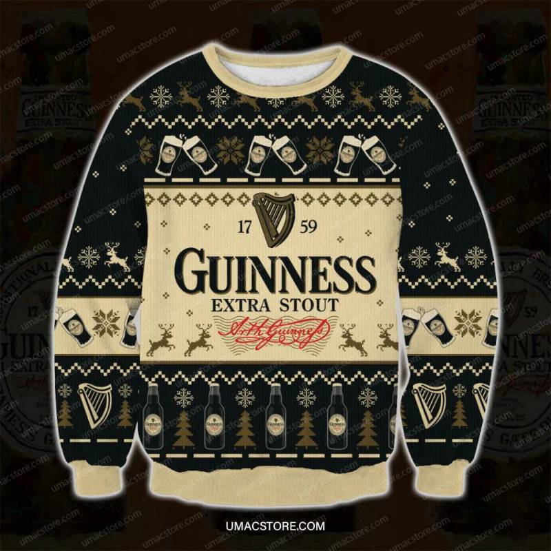 Guinness Extra Stout 3D Print Ugly Christmas Sweatshirt T-Shirt