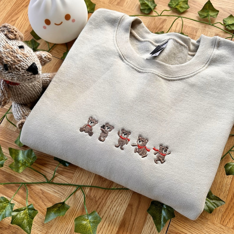 Bear Embroidered Sweatshirt 2D Crewneck Sweatshirt All Over Print Sweatshirt For Women Sweatshirt For Men Sws3156