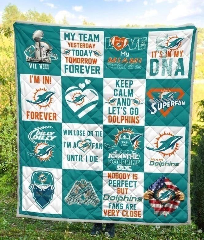 Keep Calm And Let’S Go Miami Dolphins Quilt Blanket Fan Gift