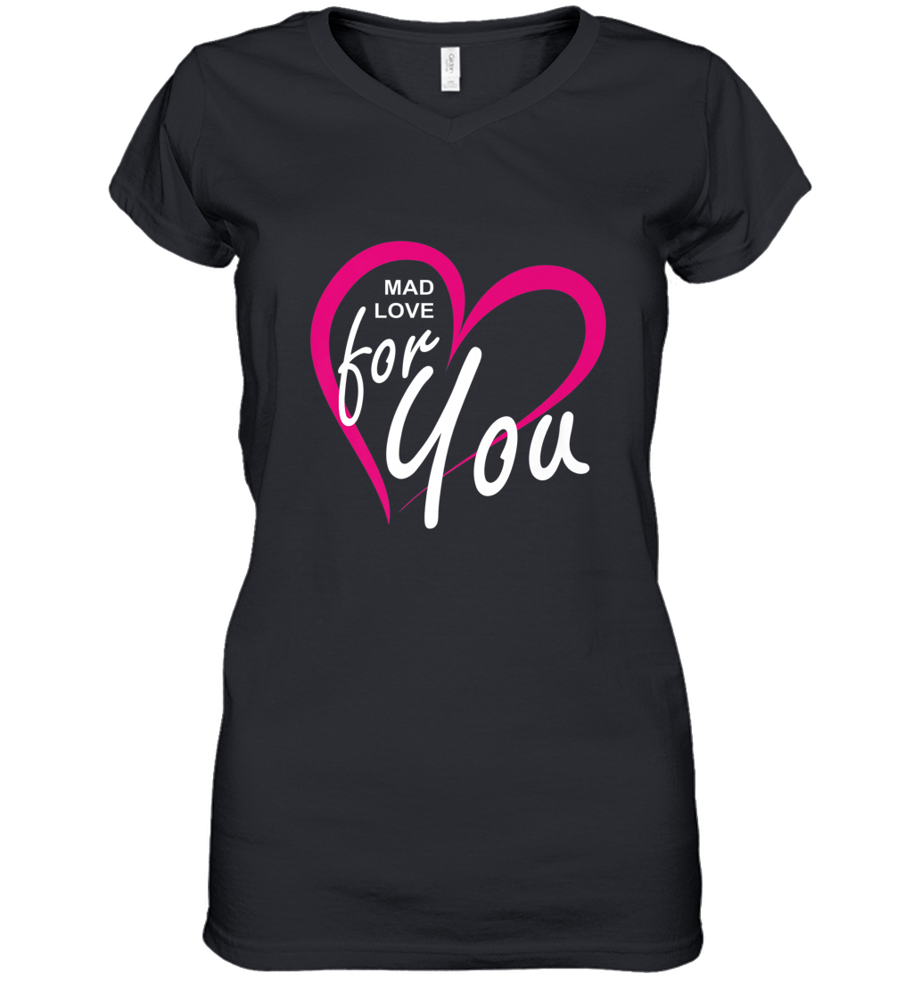 Pink Heart Valentine’s Day Gifts Boyfriend Girlfriend Love Women’s V-Neck T-Shirt