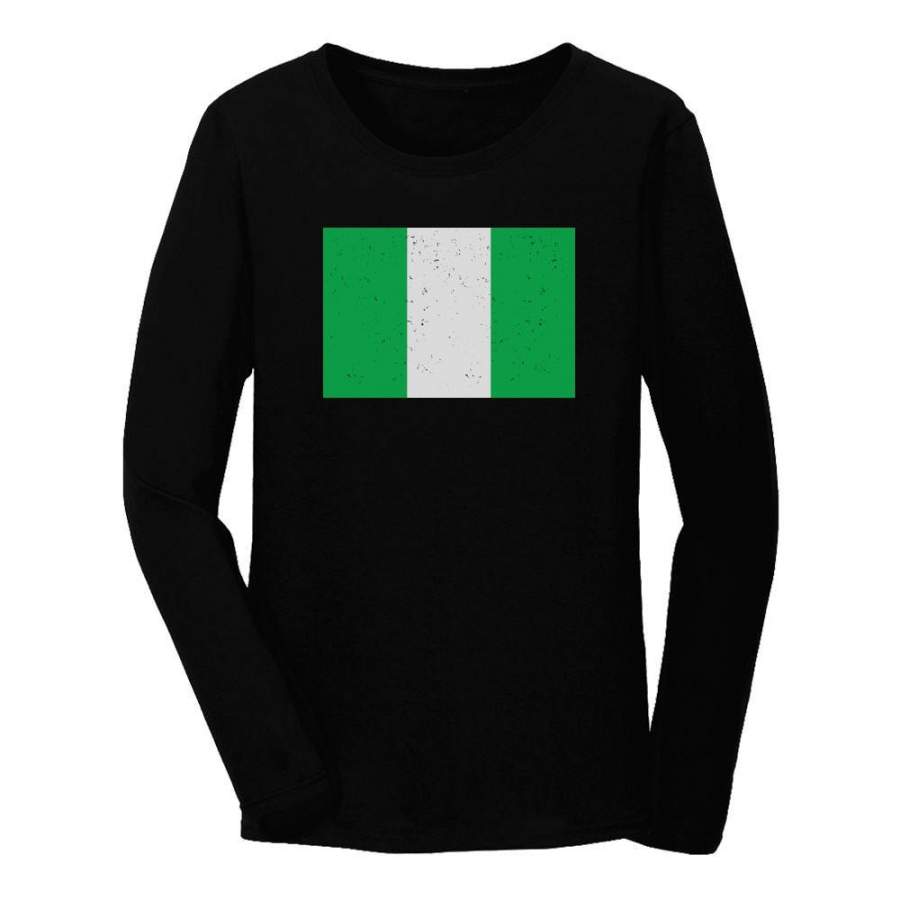 Vintage Nigeria Flag Women Long Sleeve T-Shirt