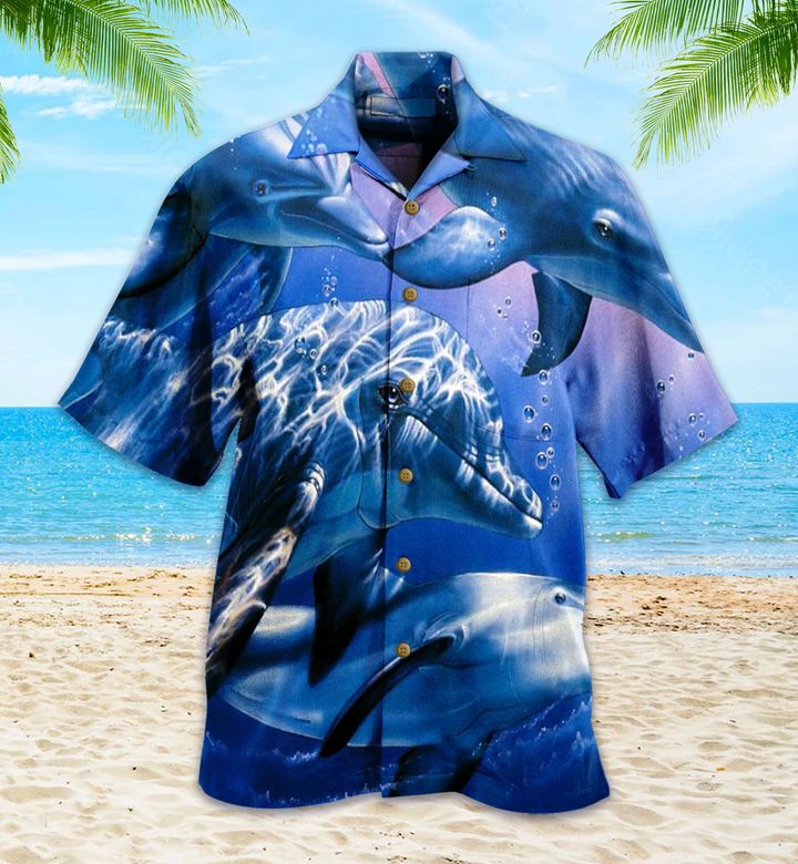 Dolphin Friends Blue Hawaiian Shirt 3D