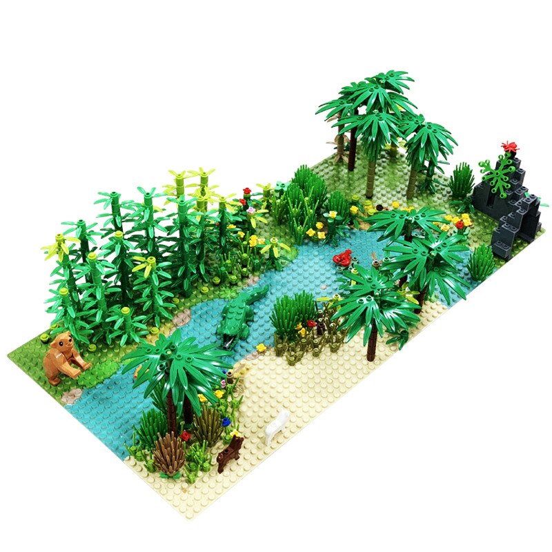 City MOC Sea World Creative Bricks Sets Cute Animals Shark Octopus Turtle Crab Seaweed And Rainforest DIY Building Blocks Parts alx