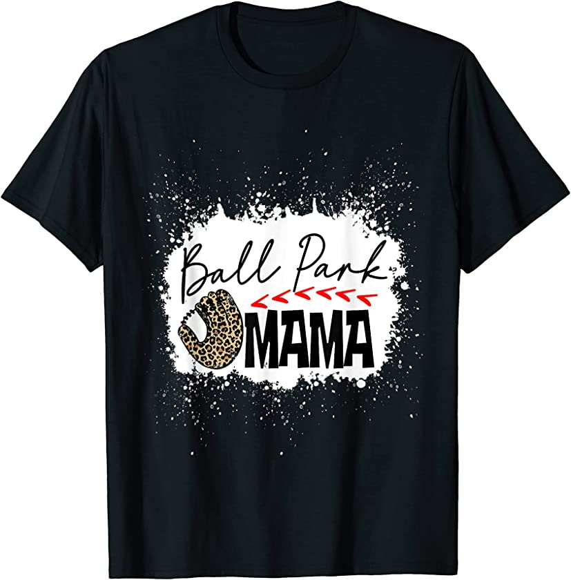 Ball Park Mama Funny Leopard Bleached Graphic Gifts T-Shirt