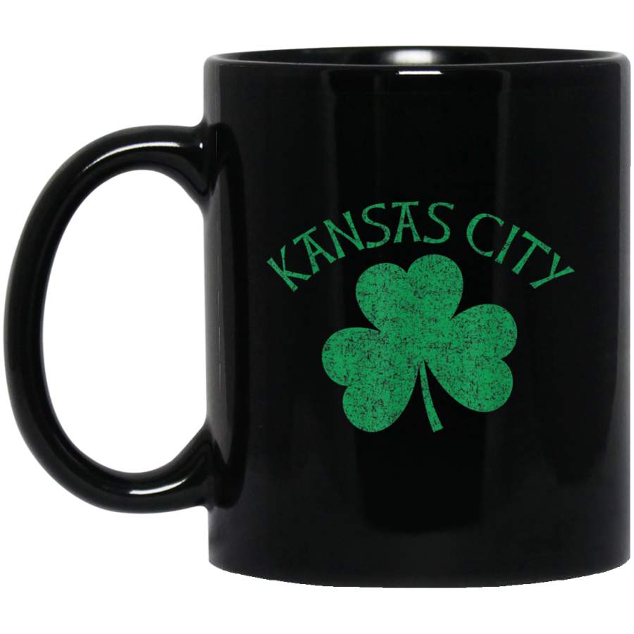 Kansas City Irish Shamrock Distressed Green Print Mug