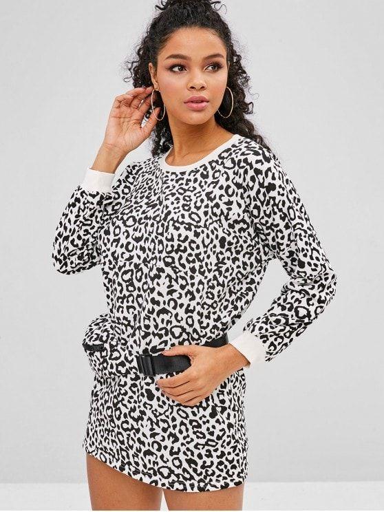 Waist Pack Leopard Sweatshirt Dress