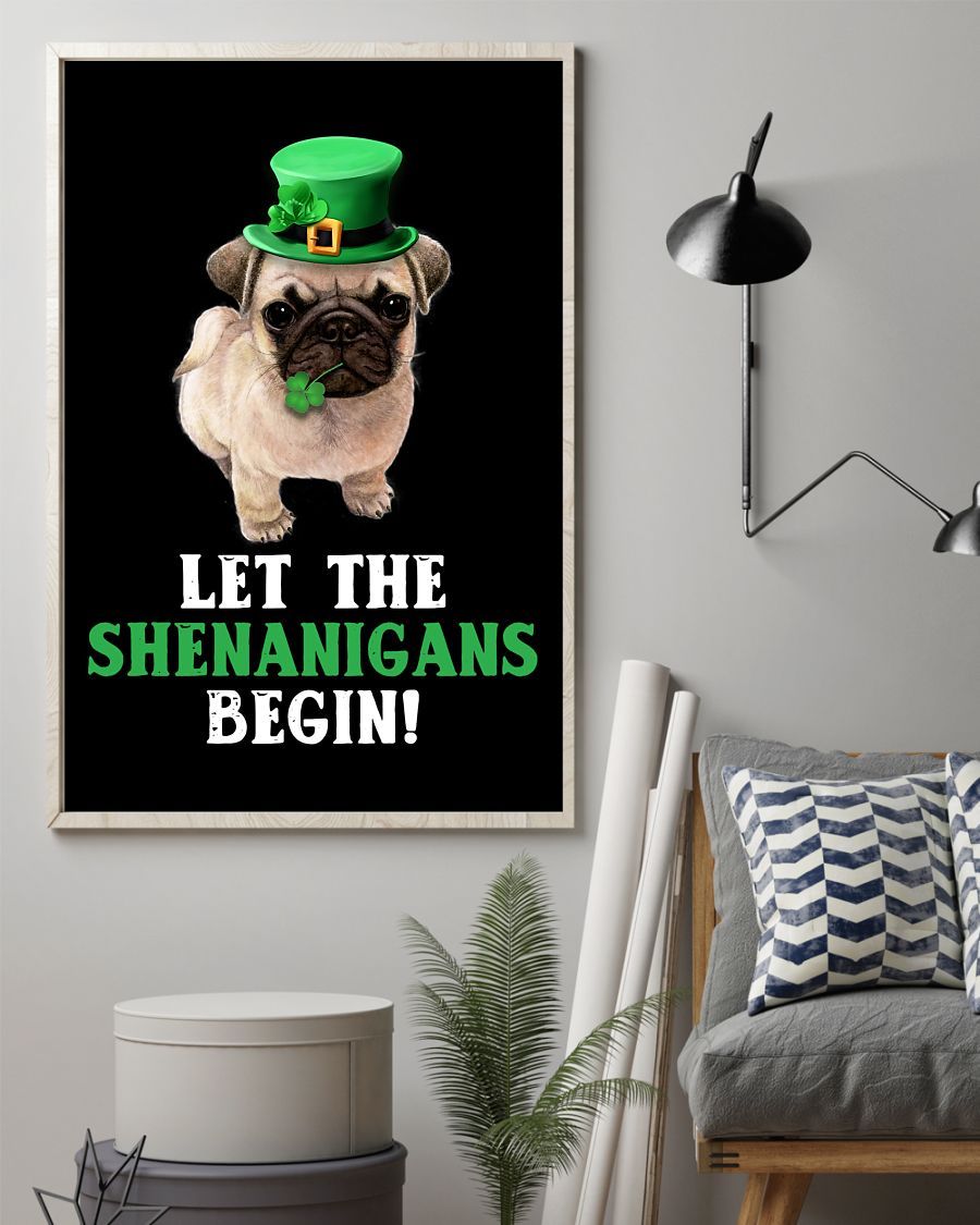 Pug Let The Shenanigans Begins Pug Lover Dog Mom Canvas And Poster | Wall Decor Visual Art | Mother’S Day Gift